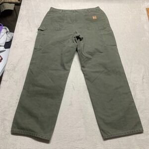 Carhartt B11 MOS Washed Duck Work Dungaree Fit Pants Mens 38x31 Moss Green